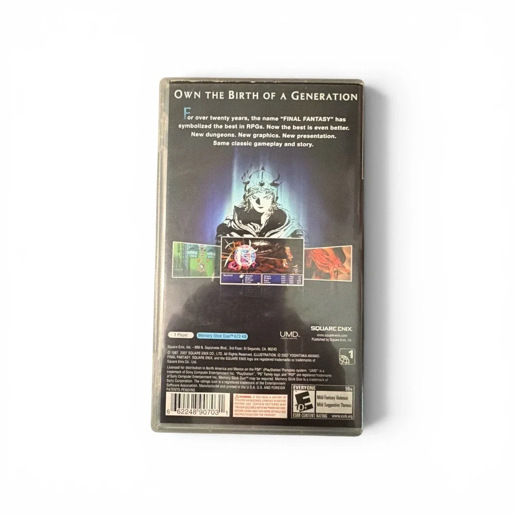 Final Fantasy 20th Anniversary Edition Sony PSP Case and Manual Only No Game